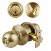Trans Atlantic Co. Brshd Brass Cylindrical Entry Door Knob 2-3/8 Backset Lockset & Single Cylinder Deadbolt Combo Pack DL-ECB53S238DB251-US3